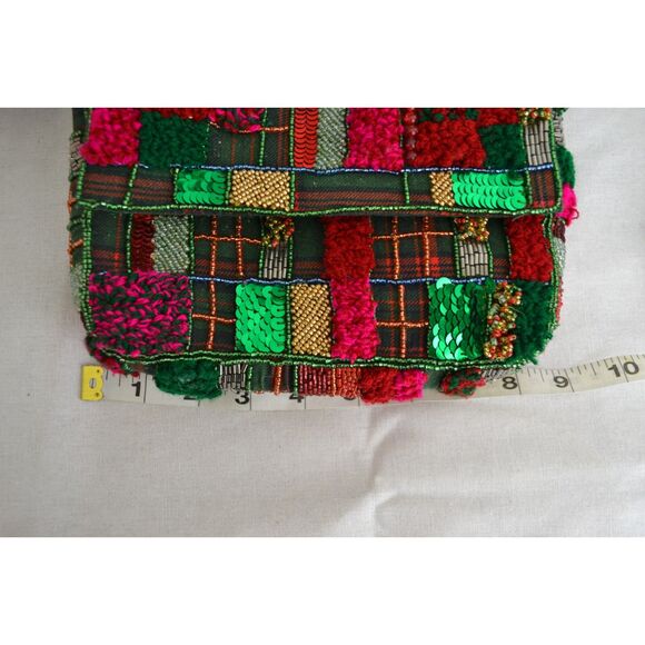 Anthropologie The Fiona Beaded Bag Holiday Plaid Edition - Picture 15 of 16